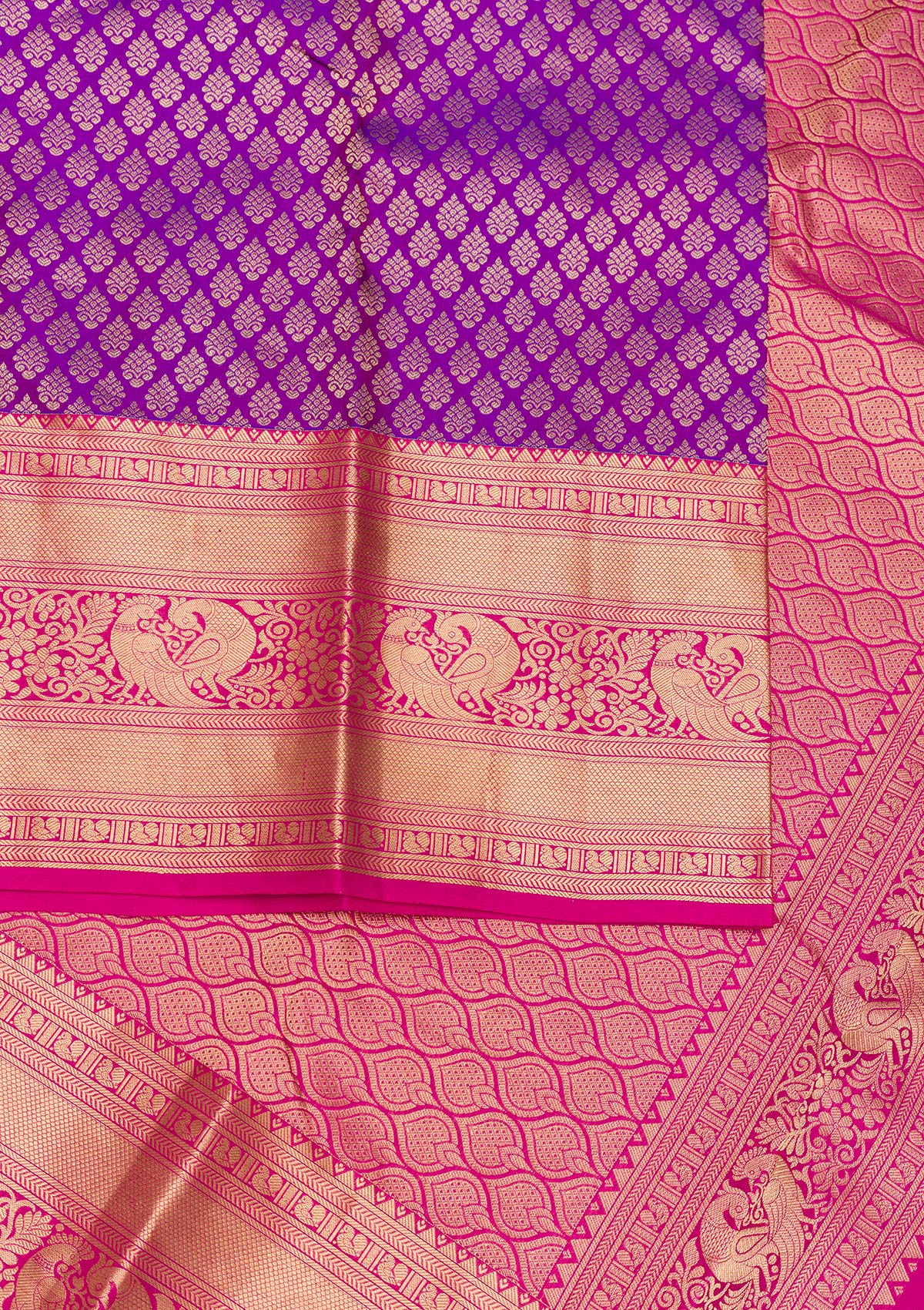 Purple Zariwork Pure Silk Saree-Koskii