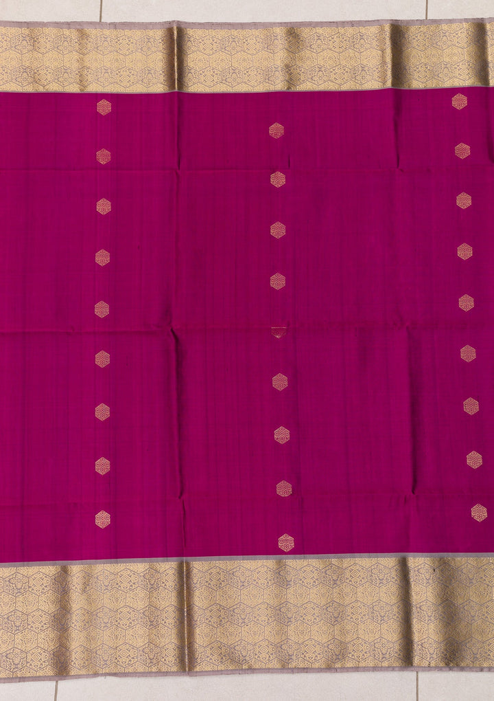Purple Zariwork Pure Silk Saree-Koskii