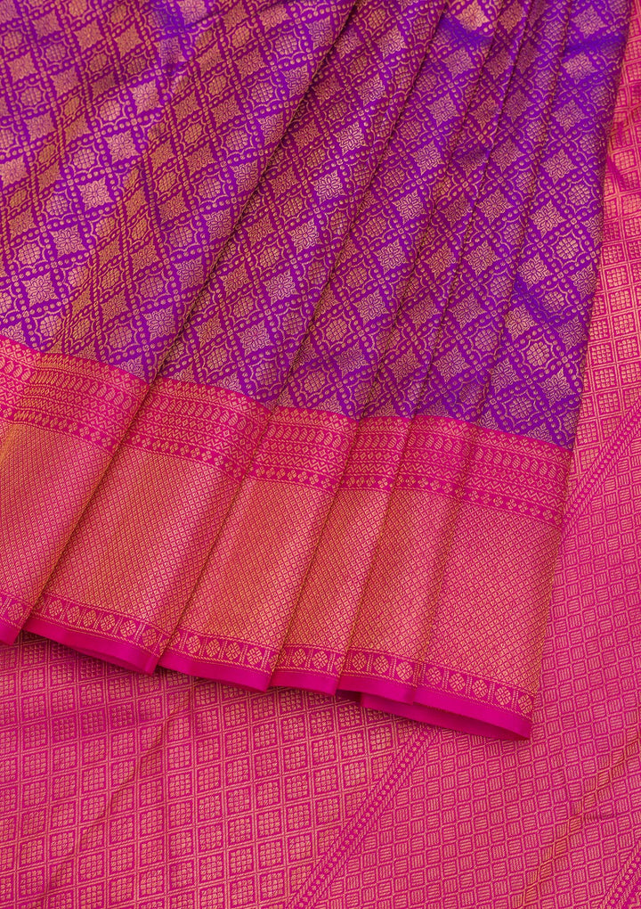 Purple Zariwork Pure Silk Saree-Koskii