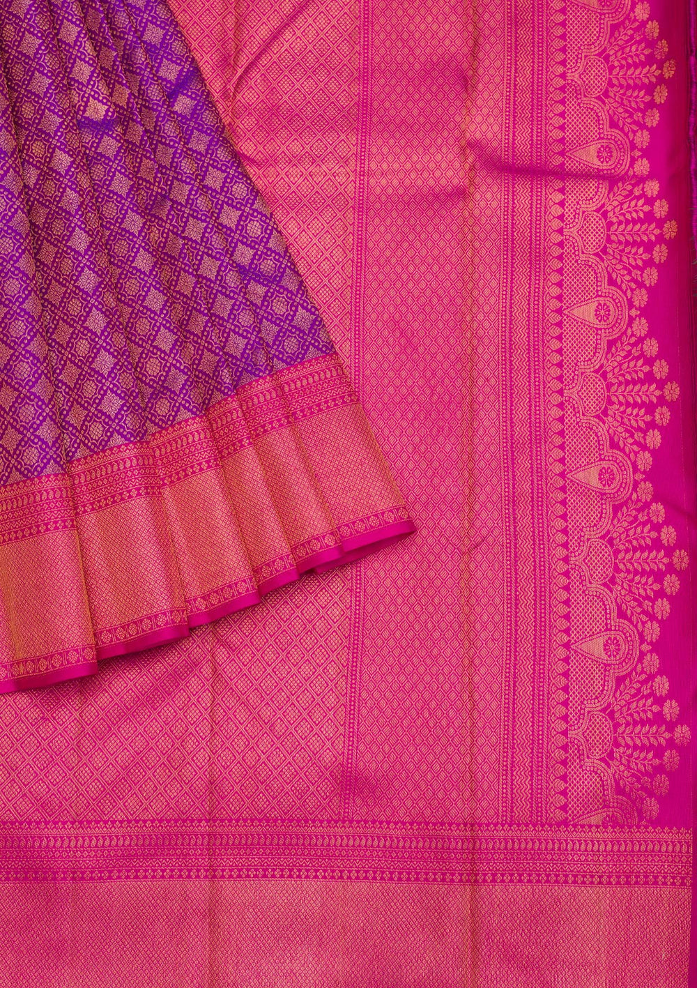 Purple Zariwork Pure Silk Saree-Koskii