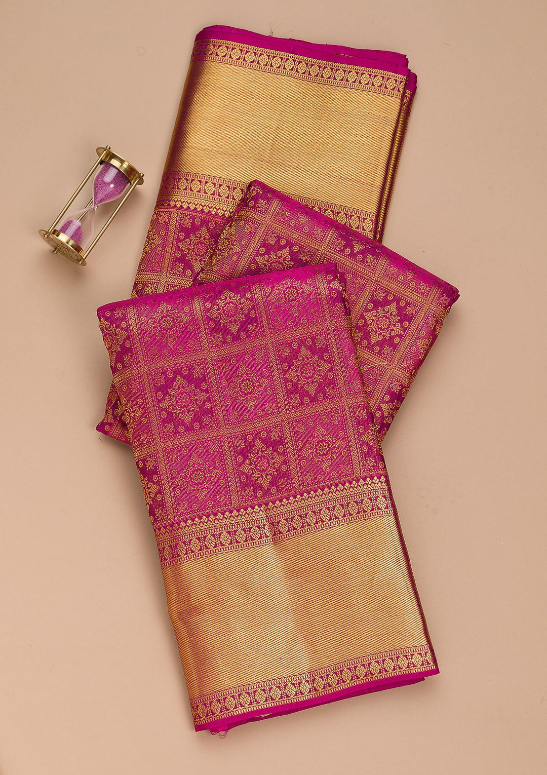Megenta Pink Zariwork Pure Silk Saree-Koskii