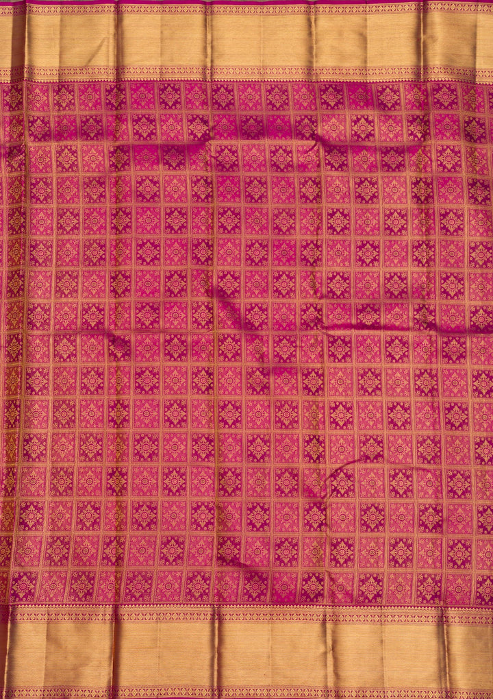 Megenta Pink Zariwork Pure Silk Saree-Koskii