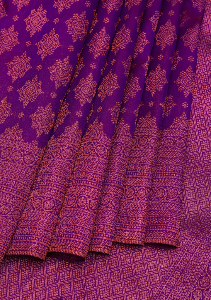 Purple Zariwork Pure Silk Saree-Koskii