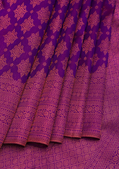 Purple Zariwork Pure Silk Saree-Koskii