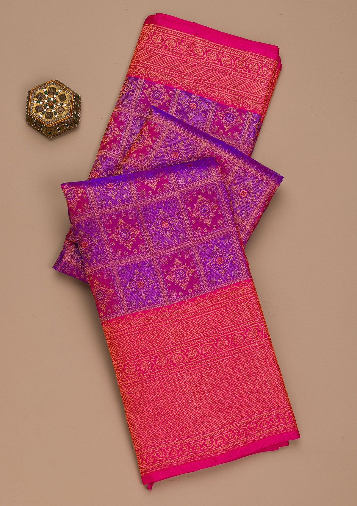 Purple Zariwork Pure Silk Saree-Koskii