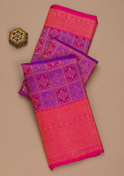 Purple Zariwork Pure Silk Saree-Koskii