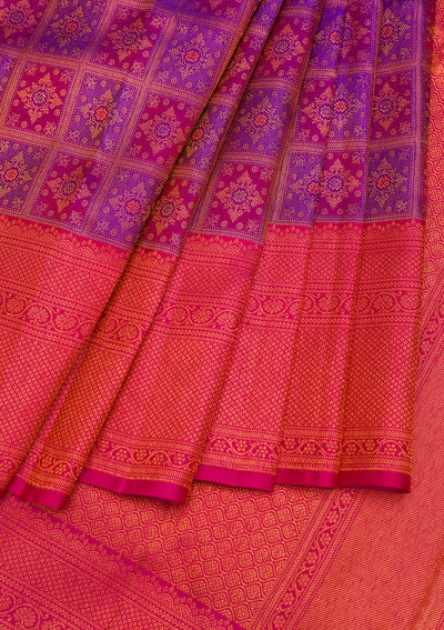 Purple Zariwork Pure Silk Saree-Koskii