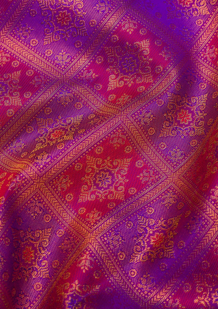 Purple Zariwork Pure Silk Saree-Koskii
