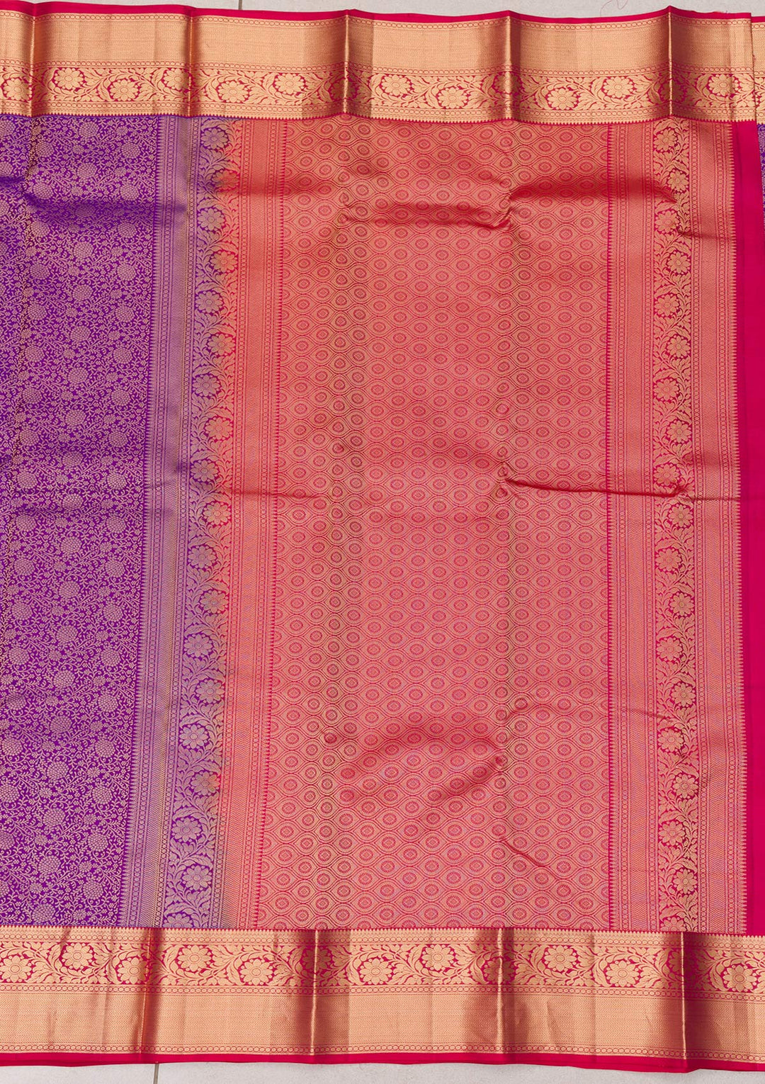 Purple Zariwork Pure Silk Saree-Koskii