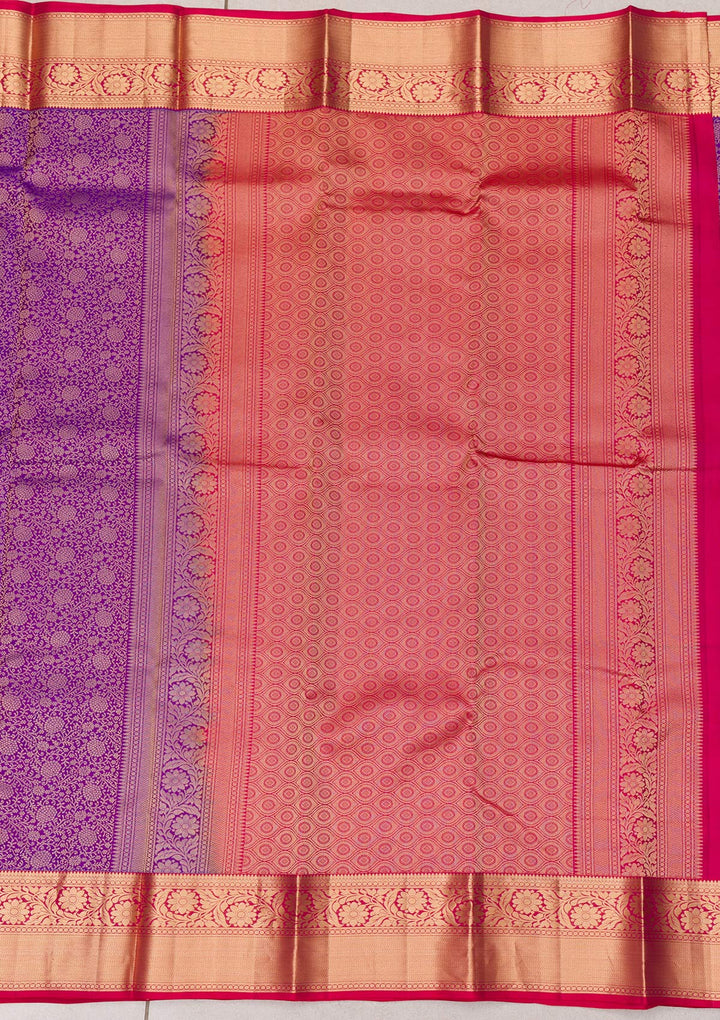 Purple Zariwork Pure Silk Saree-Koskii