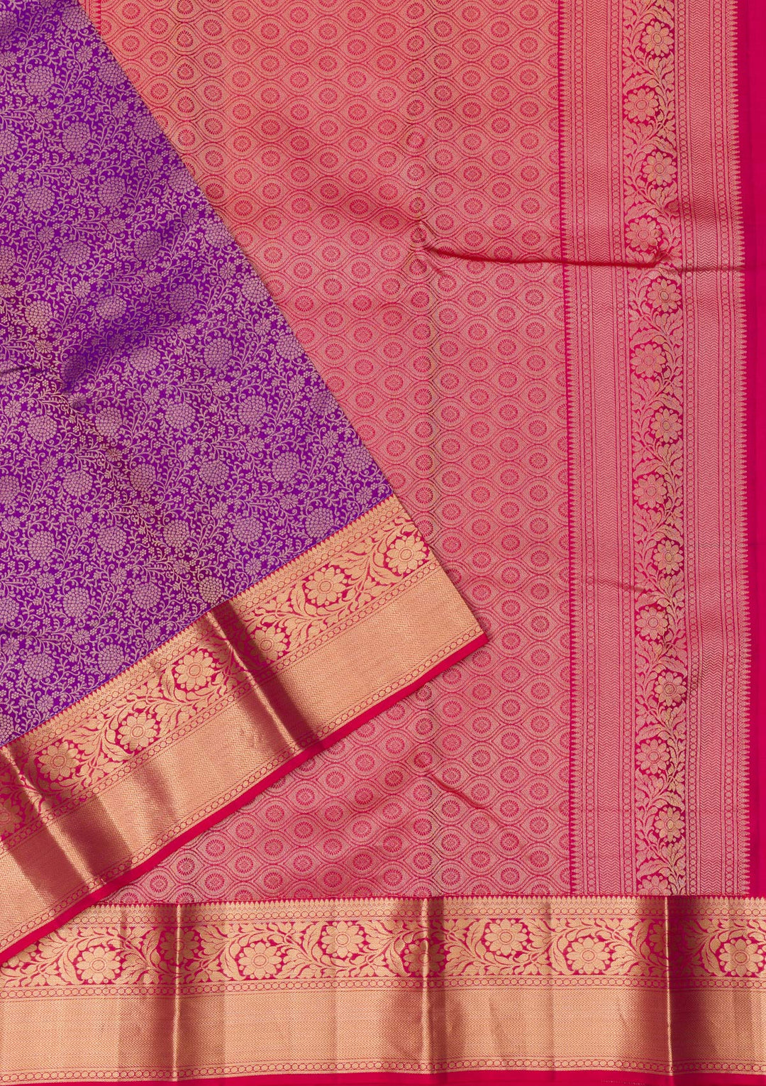 Purple Zariwork Pure Silk Saree-Koskii