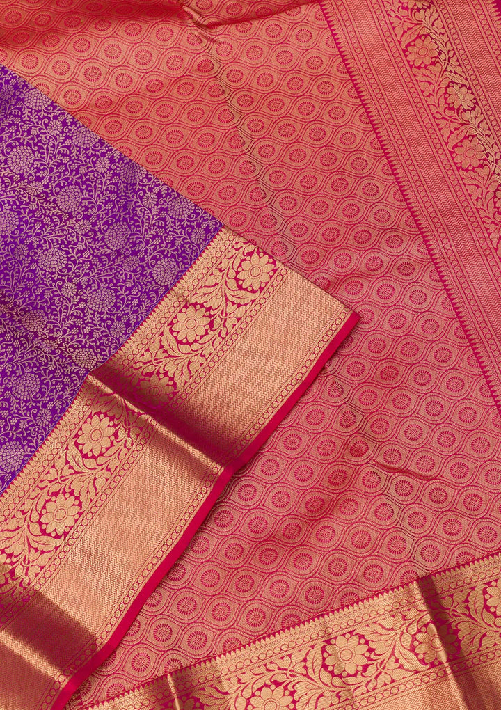 Purple Zariwork Pure Silk Saree-Koskii