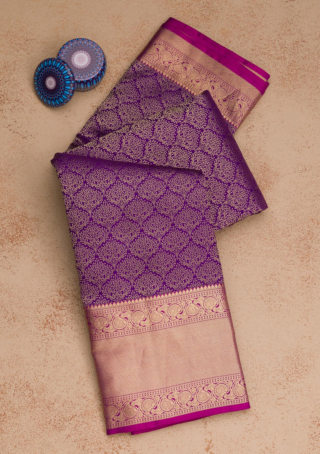 Purple Zariwork Pure Silk Saree-Koskii
