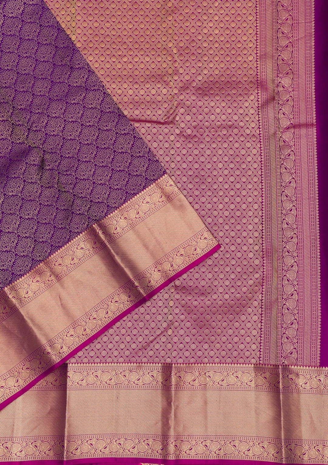 Purple Zariwork Pure Silk Saree-Koskii