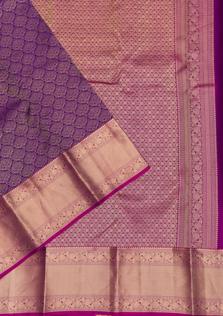 Purple Zariwork Pure Silk Saree-Koskii