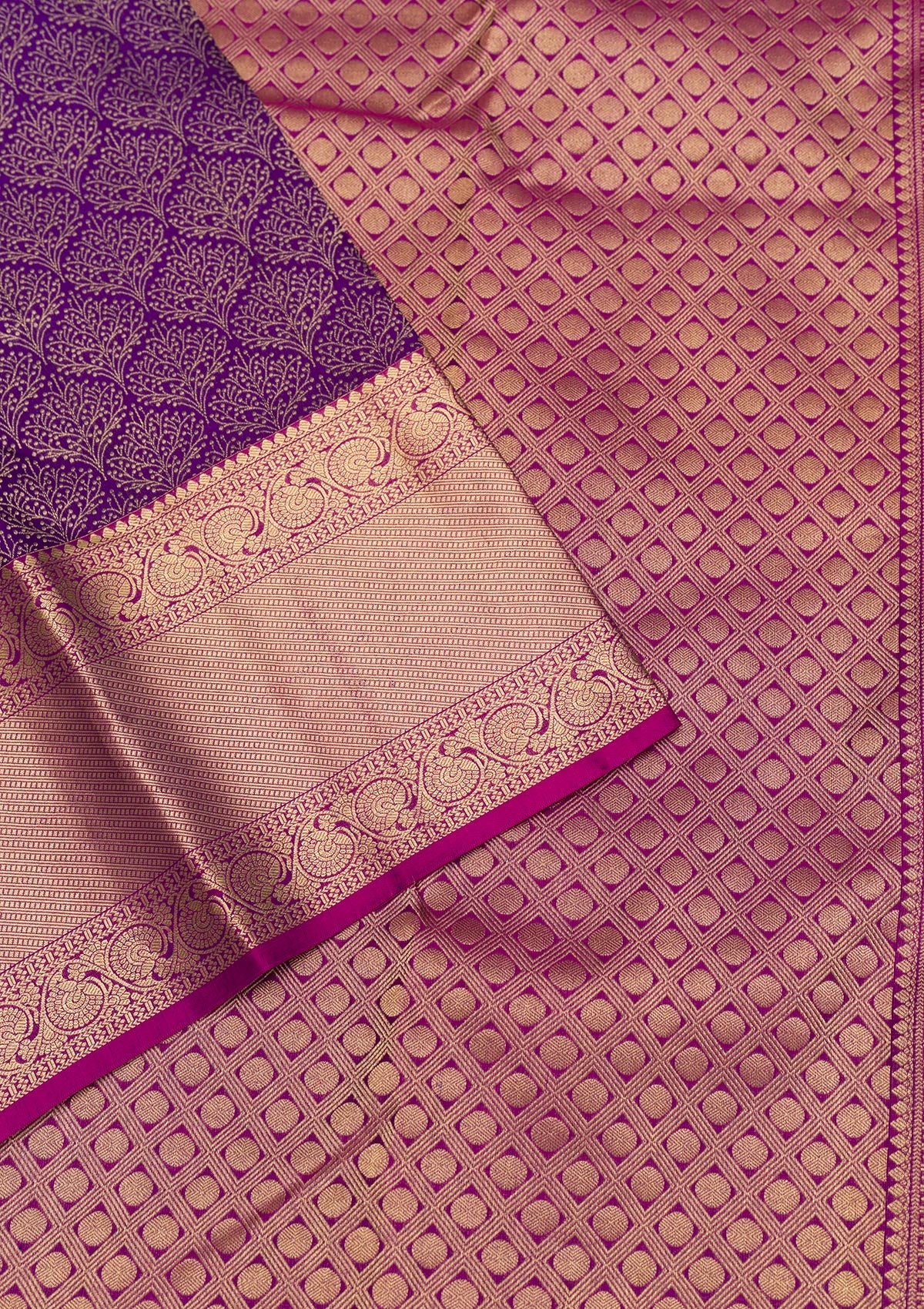 Purple Zariwork Pure Silk Saree-Koskii