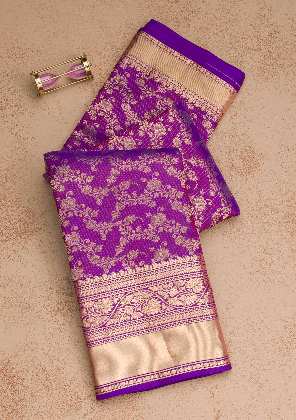 Purple Zariwork Pure Silk Saree-Koskii