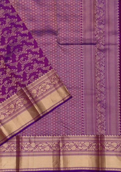 Purple Zariwork Pure Silk Saree-Koskii