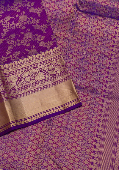 Purple Zariwork Pure Silk Saree-Koskii