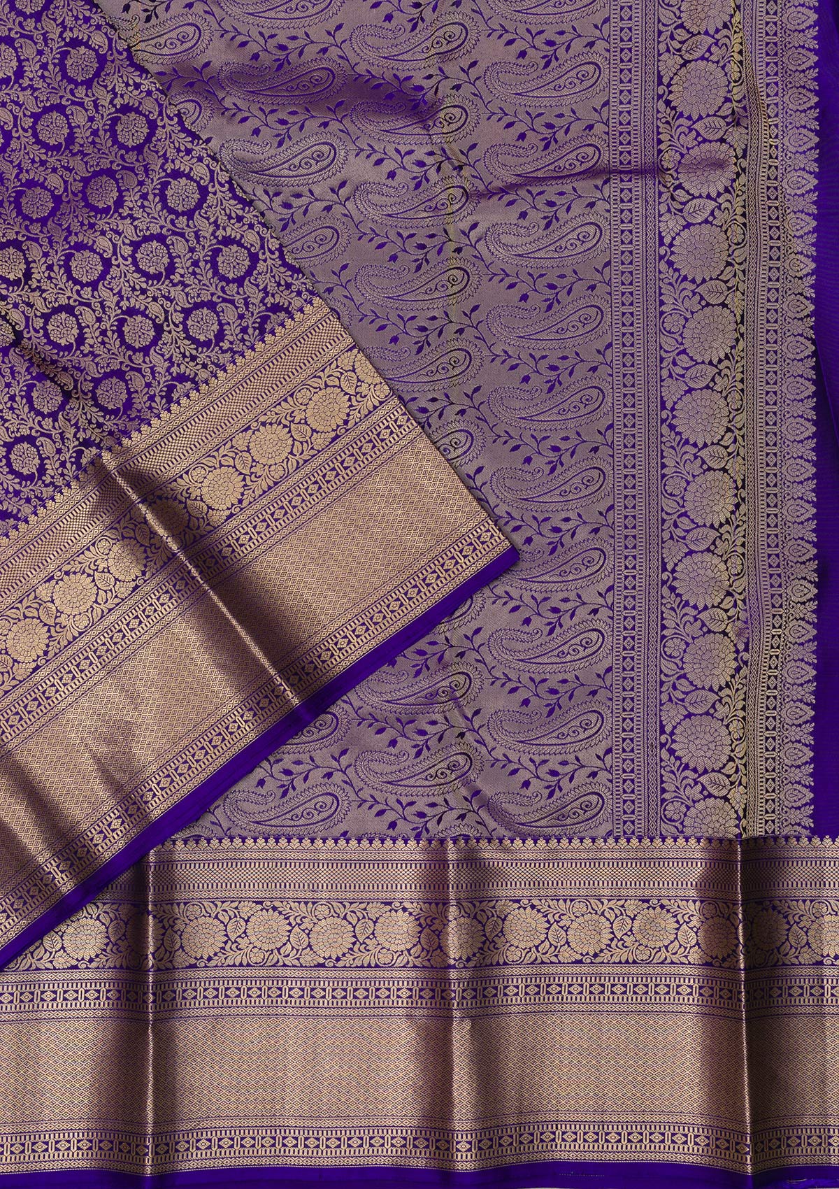 Purple Zariwork Pure Silk Saree-Koskii