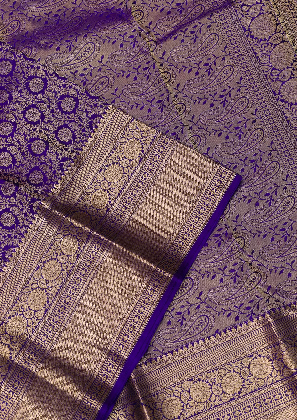 Purple Zariwork Pure Silk Saree-Koskii