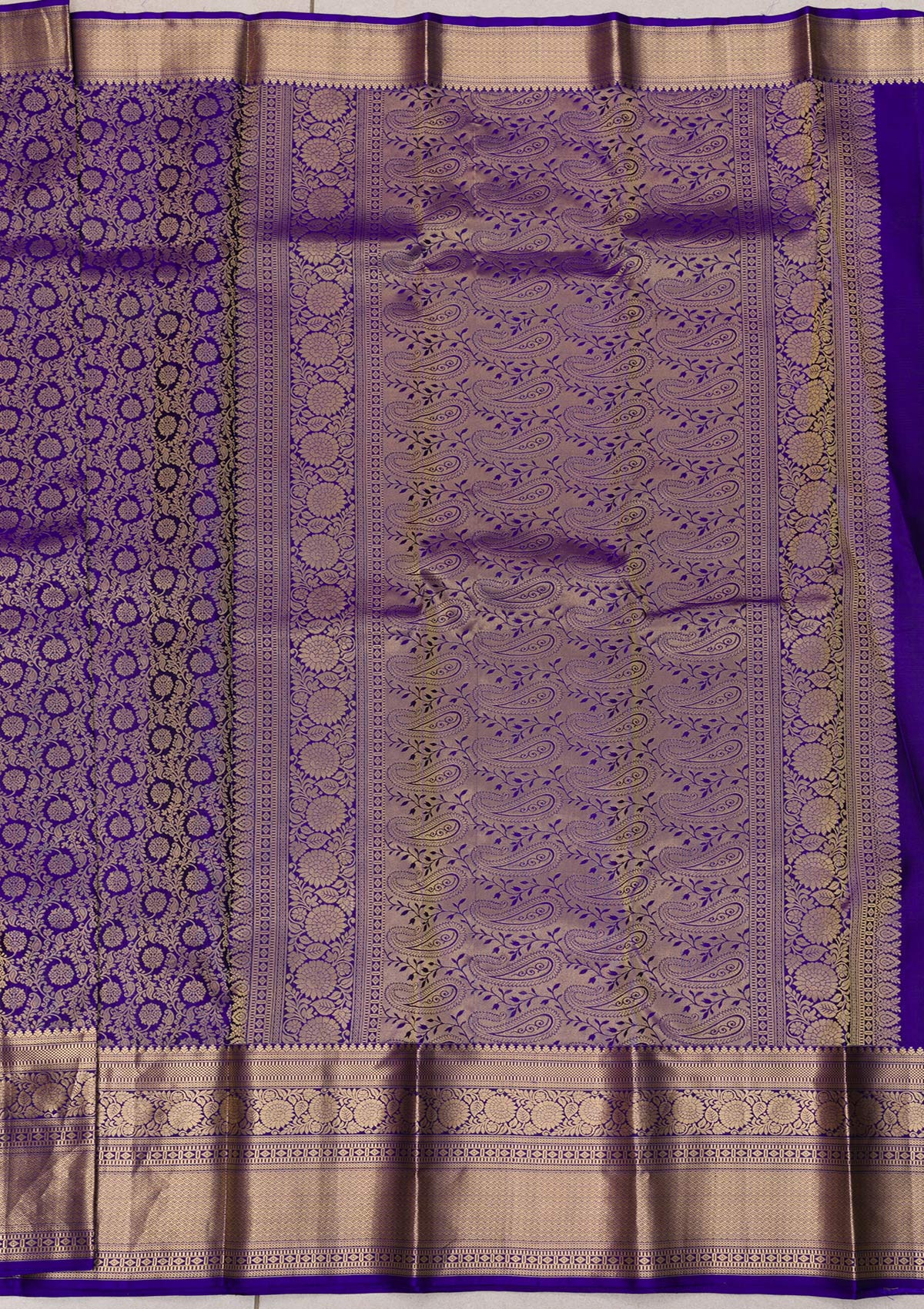 Purple Zariwork Pure Silk Saree-Koskii