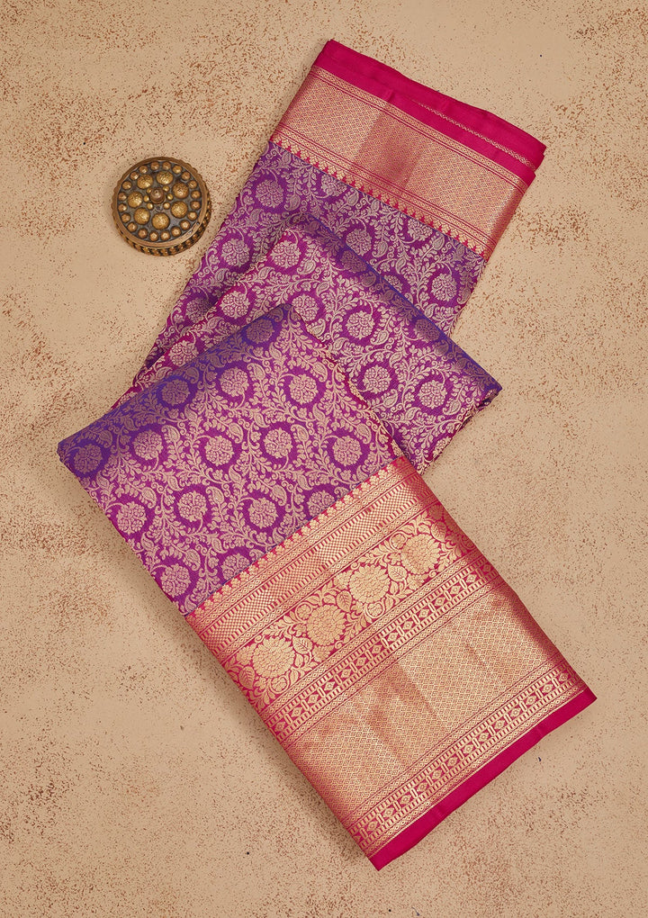 Purple Zariwork Pure Silk Saree-Koskii