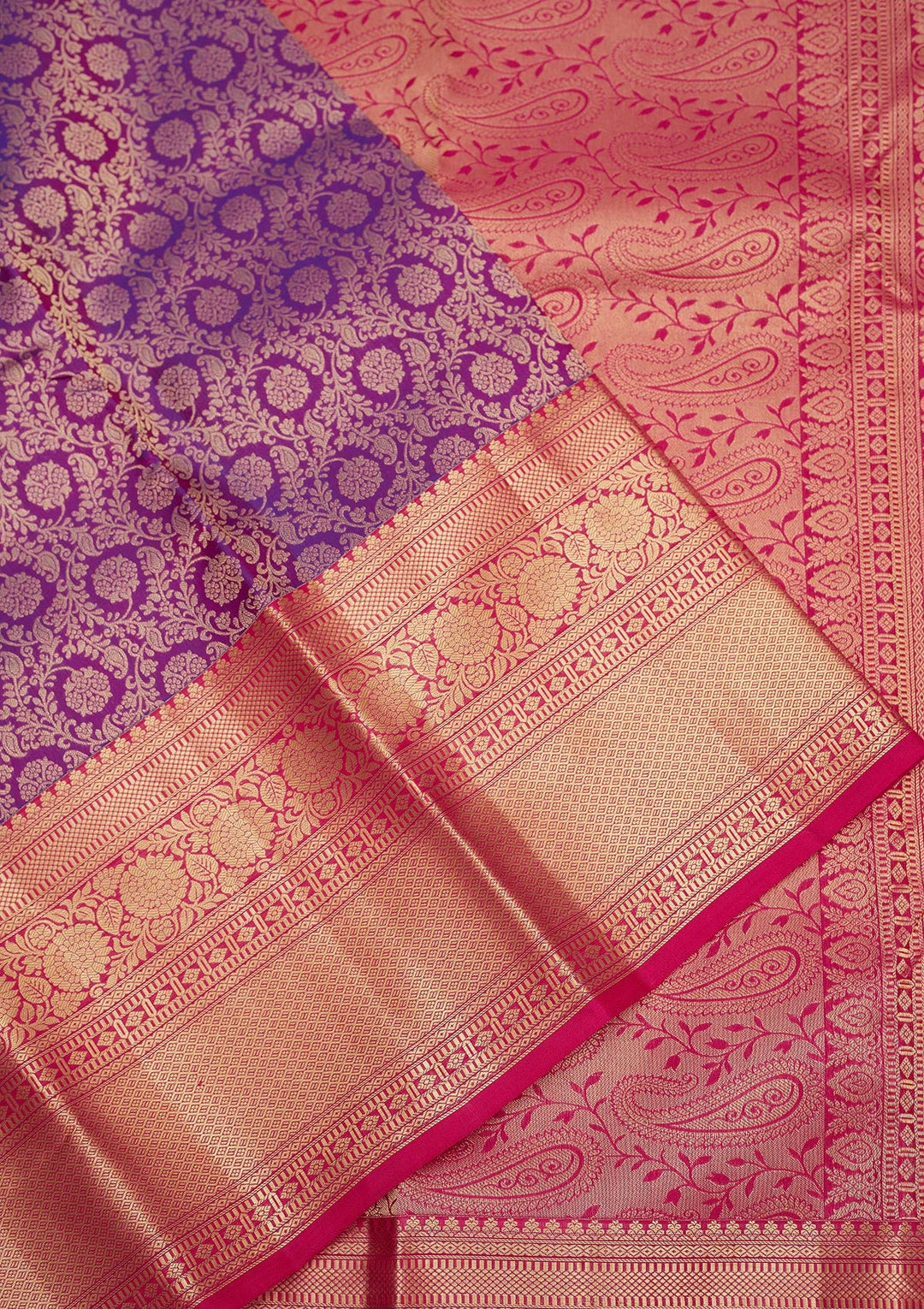 Purple Zariwork Pure Silk Saree-Koskii