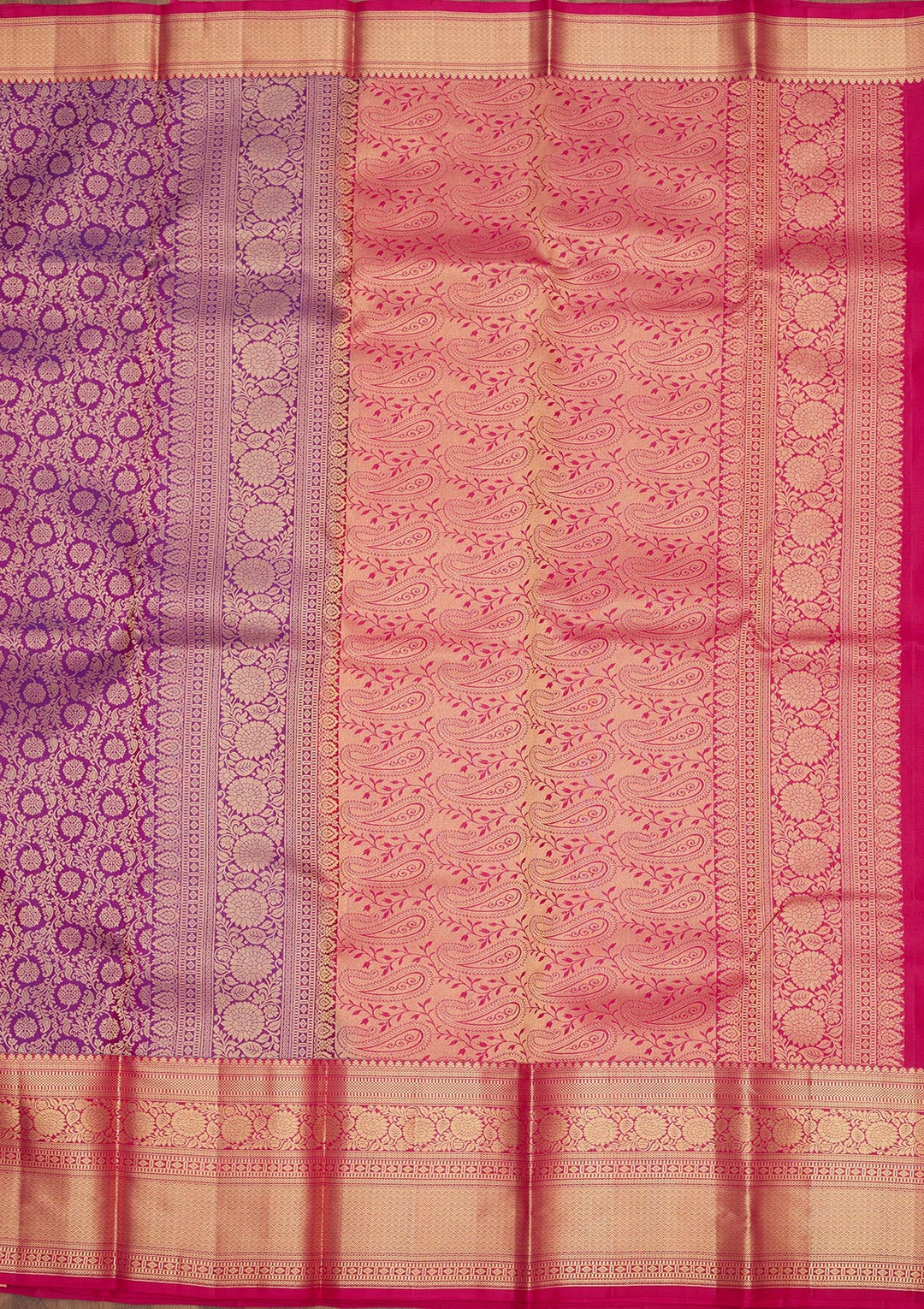Purple Zariwork Pure Silk Saree-Koskii