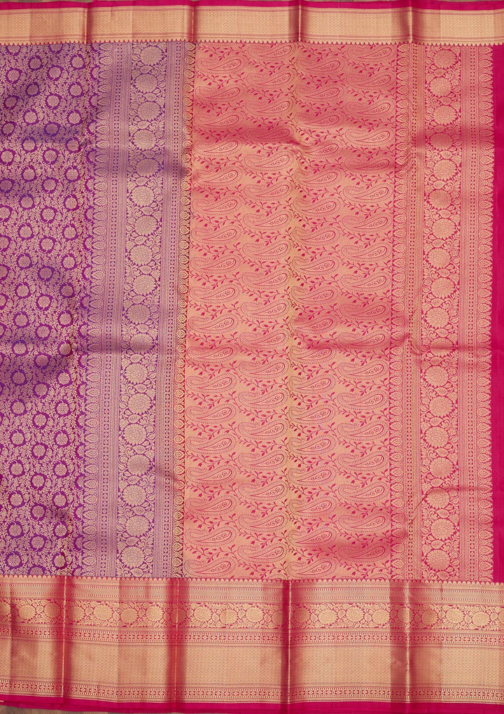 Purple Zariwork Pure Silk Saree-Koskii
