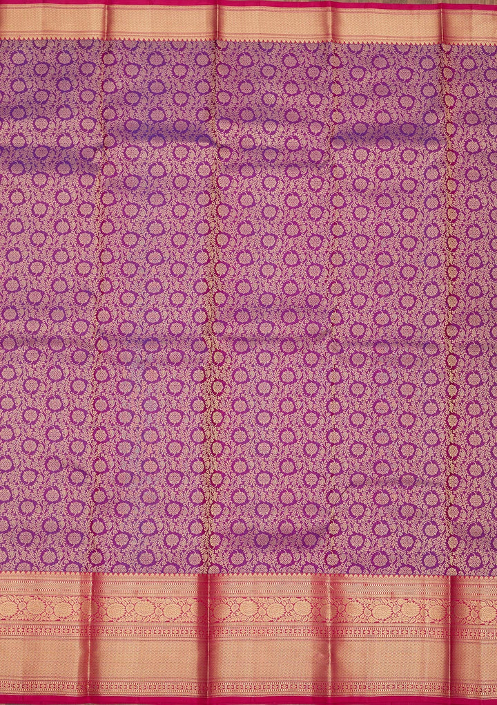 Purple Zariwork Pure Silk Saree-Koskii