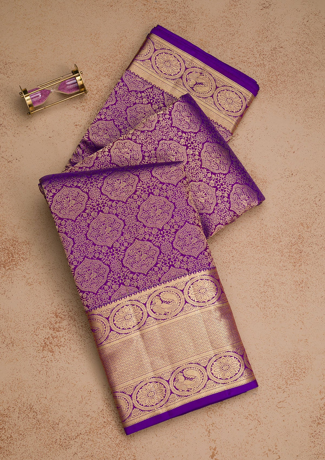 Purple Zariwork Pure Silk Saree-Koskii