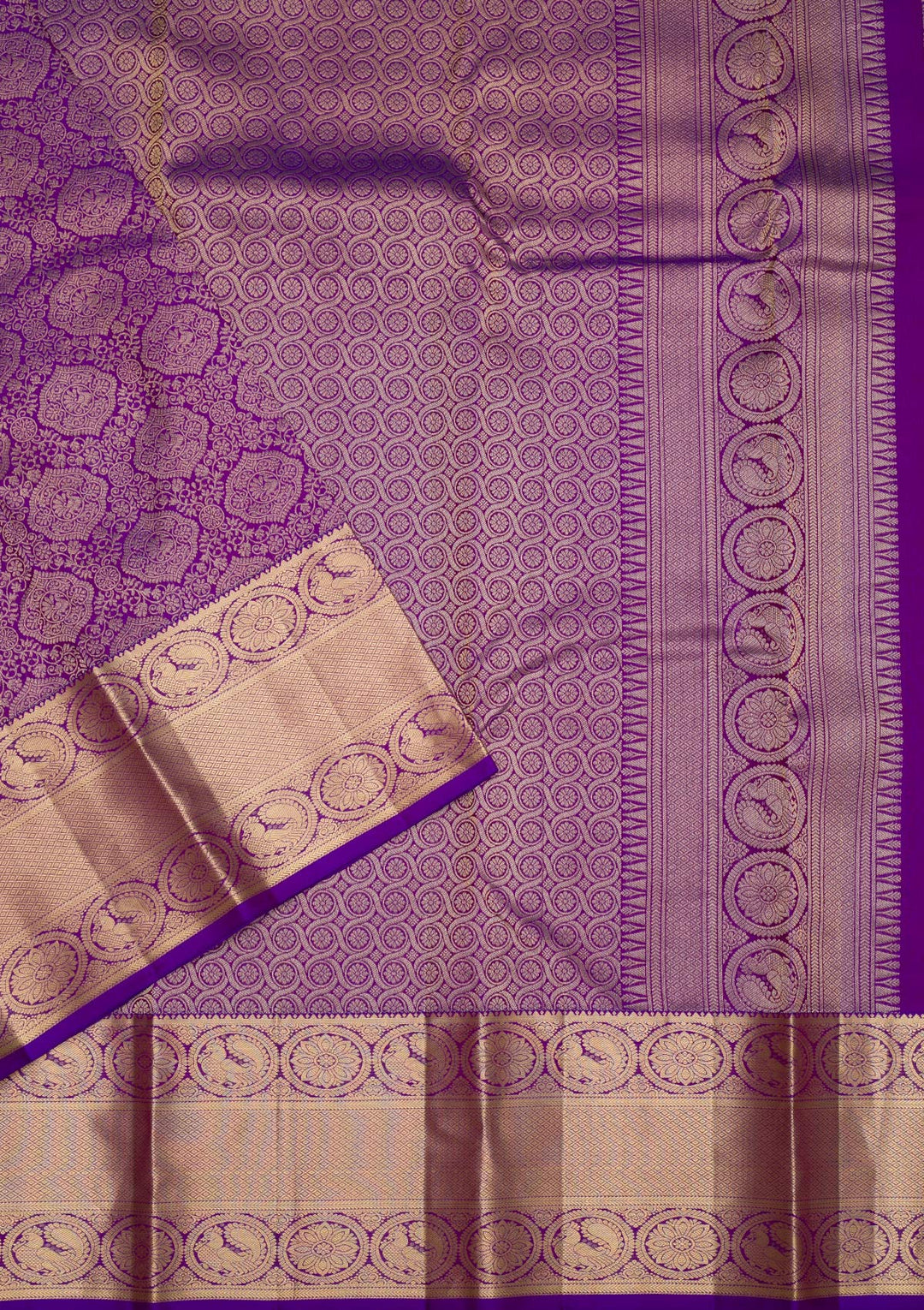 Purple Zariwork Pure Silk Saree-Koskii