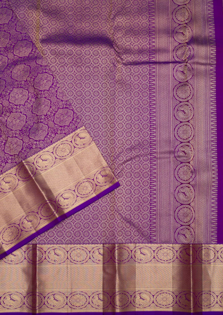 Purple Zariwork Pure Silk Saree-Koskii