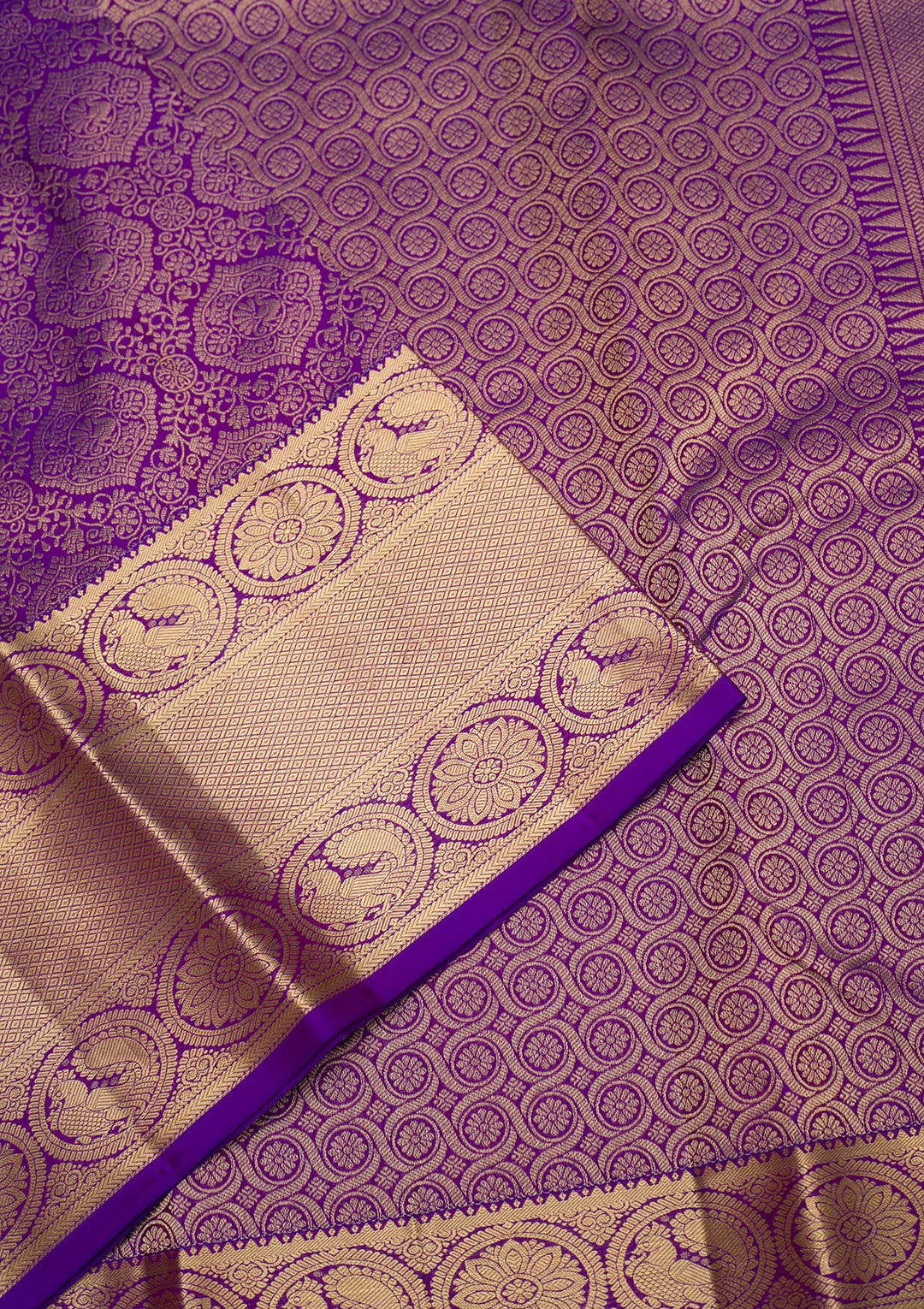 Purple Zariwork Pure Silk Saree-Koskii