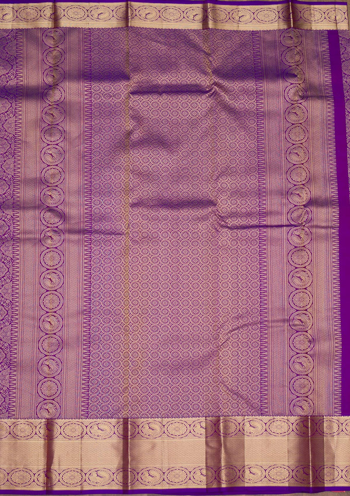 Purple Zariwork Pure Silk Saree-Koskii