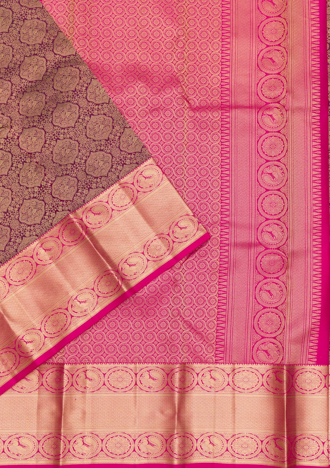 Purple Zariwork Pure Silk Saree-Koskii