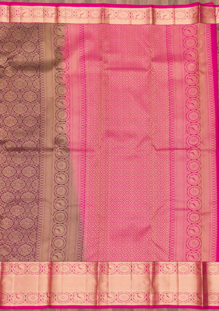 Purple Zariwork Pure Silk Saree-Koskii