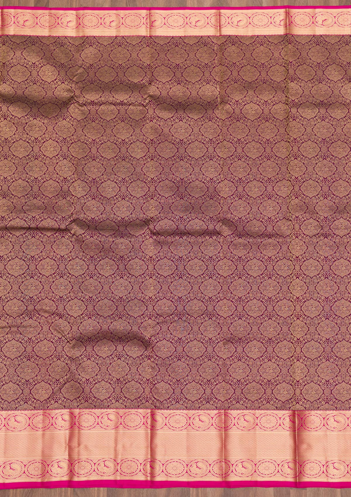 Purple Zariwork Pure Silk Saree-Koskii