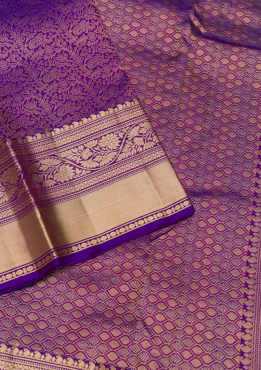 Purple Zariwork Pure Silk Saree-Koskii