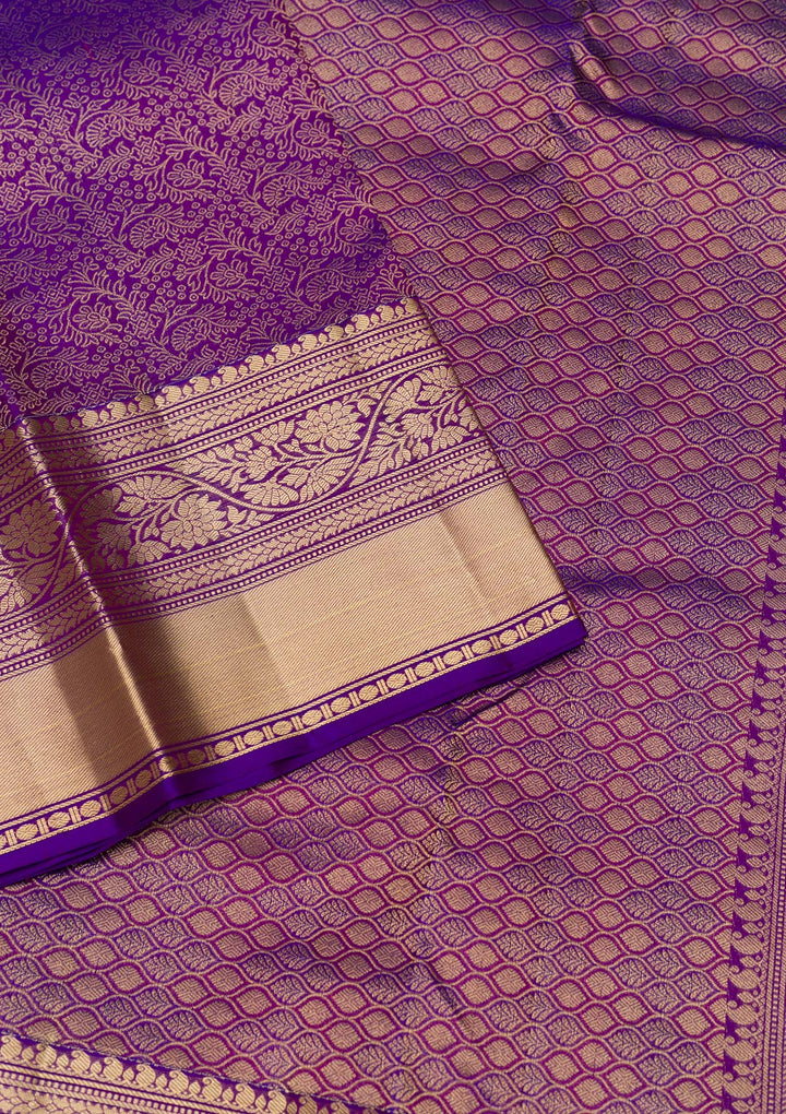 Purple Zariwork Pure Silk Saree-Koskii