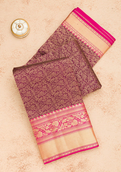 Purple Zariwork Pure Silk Saree-Koskii