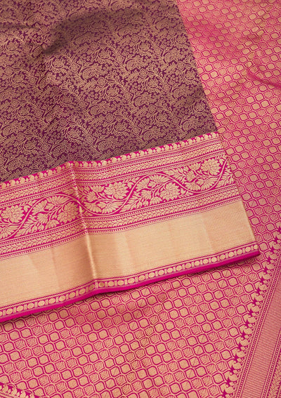 Purple Zariwork Pure Silk Saree-Koskii