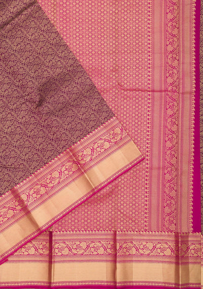 Purple Zariwork Pure Silk Saree-Koskii