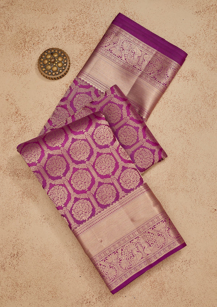 Purple Zariwork Pure Silk Saree-Koskii