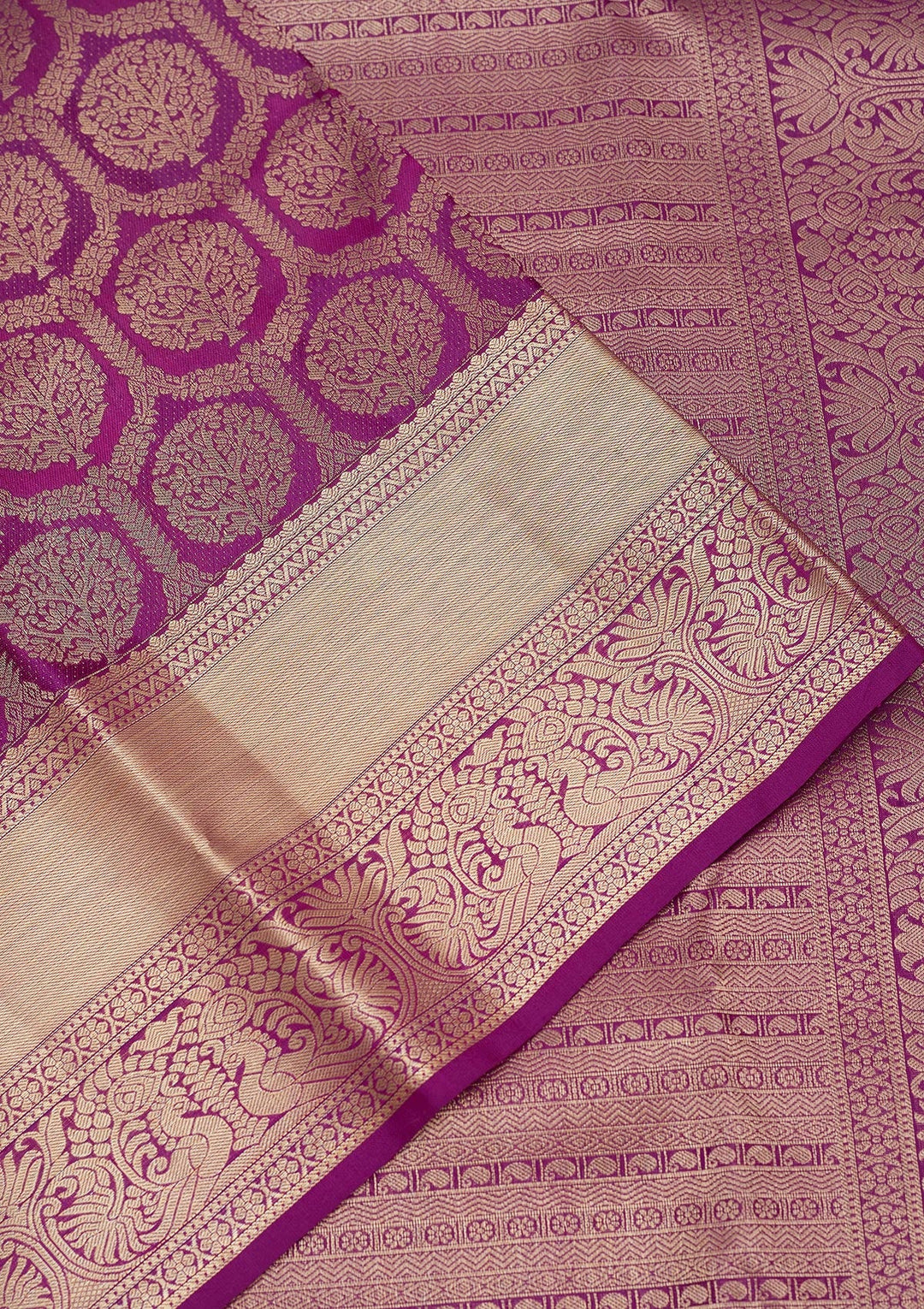 Purple Zariwork Pure Silk Saree-Koskii