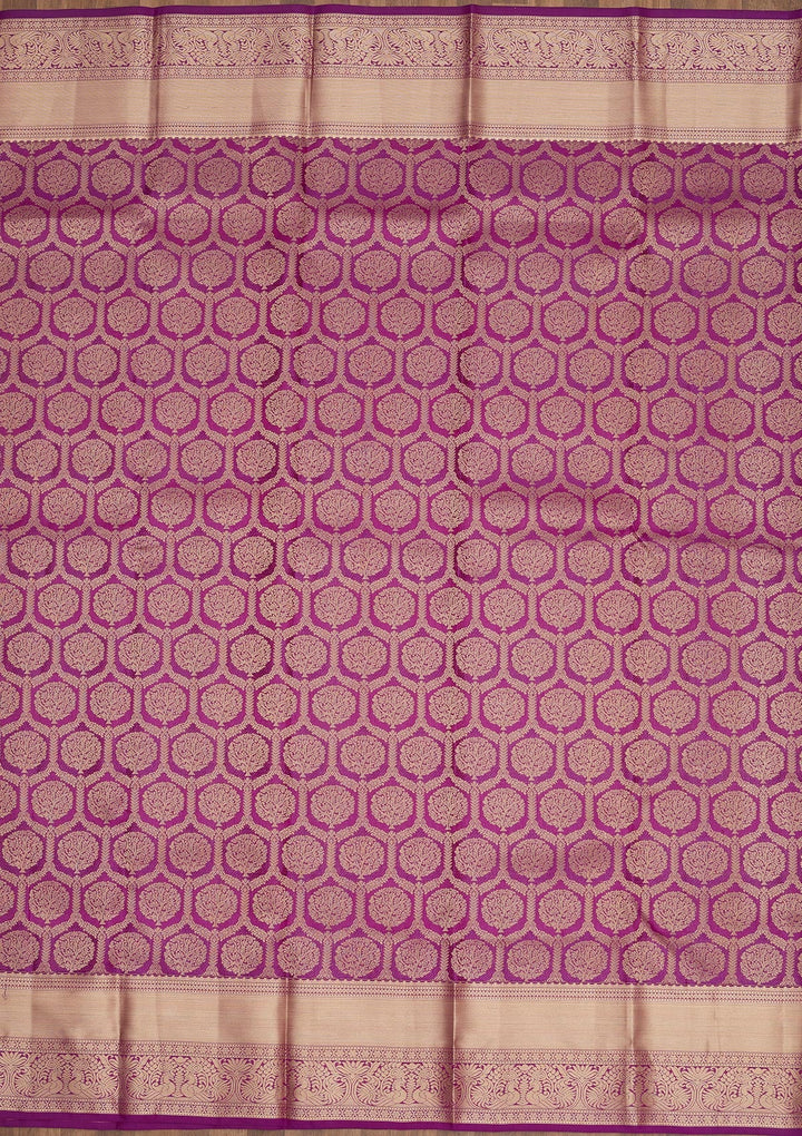 Purple Zariwork Pure Silk Saree-Koskii