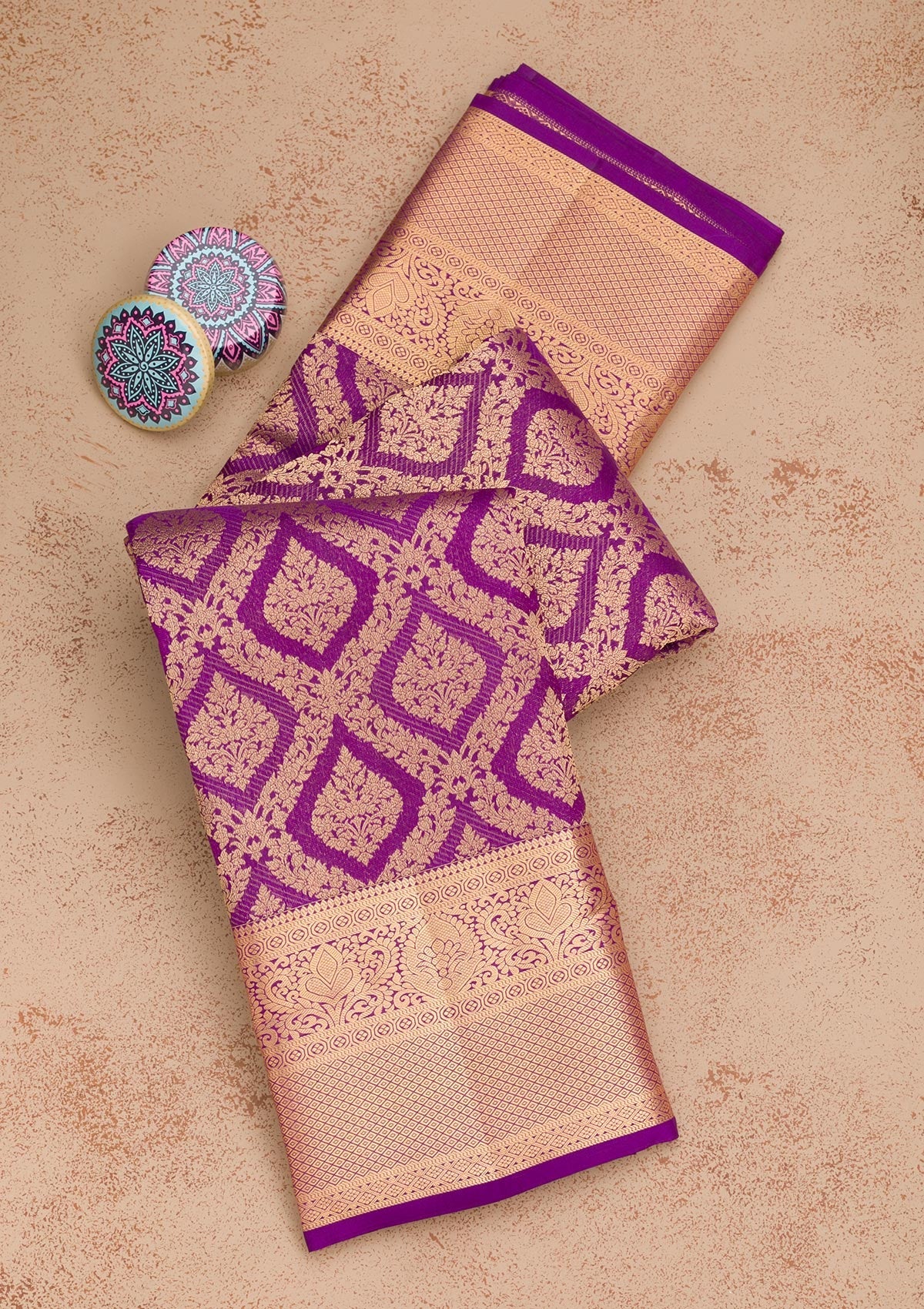 Purple Zariwork Pure Silk Saree-Koskii