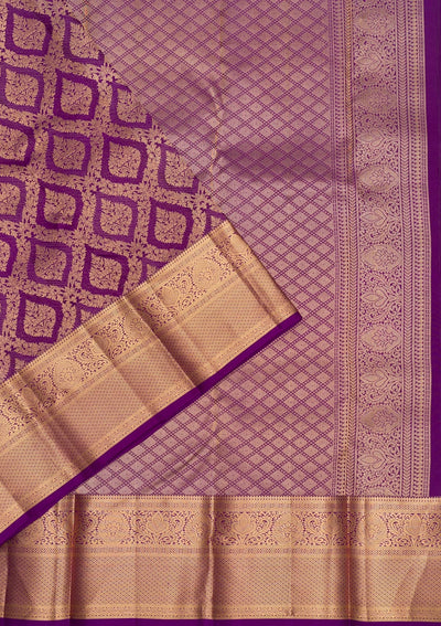 Purple Zariwork Pure Silk Saree-Koskii