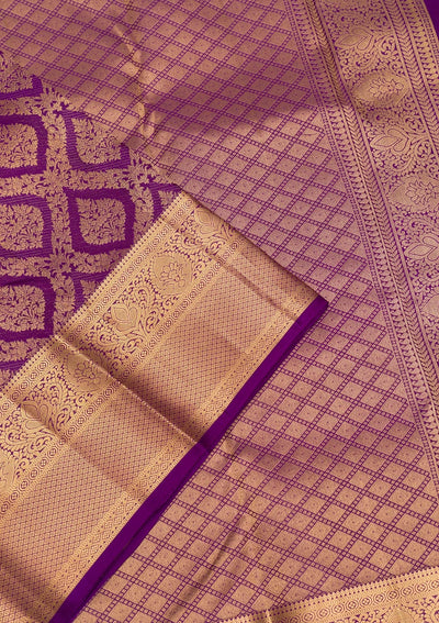 Purple Zariwork Pure Silk Saree-Koskii